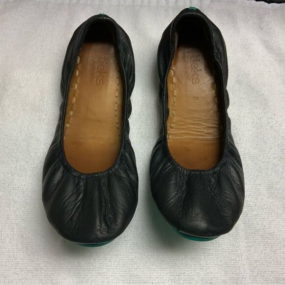 TIEKS black leather ballet flats. Size 8 - Picture 1 of 9